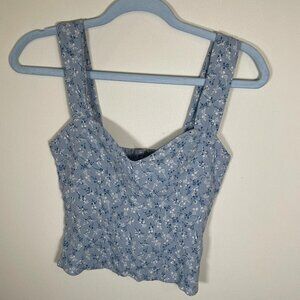 Reformation Hester Top in Blue Floral Print